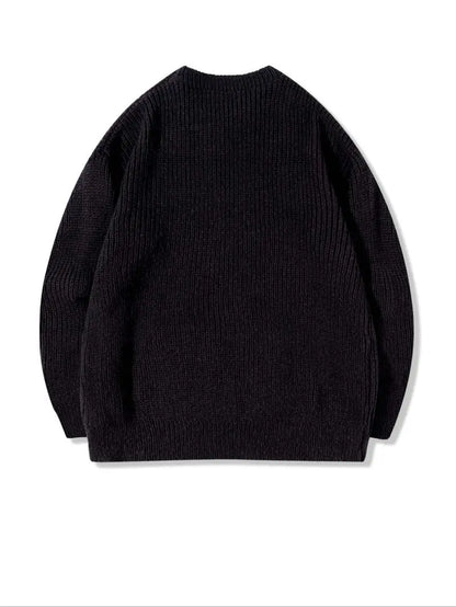 Men's Solid Drop Shoulder Cable Knit Sweater