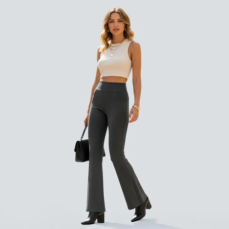 Women’s Stretch Pull-On Flare Work Pants, 4 Pockets