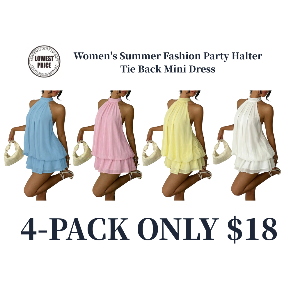 Women's Summer Halter Tie Back Mini Dress