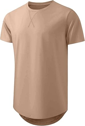 🔥🔥Men's Cotton Hipster Hip Hop Longline Crewneck T-Shirt