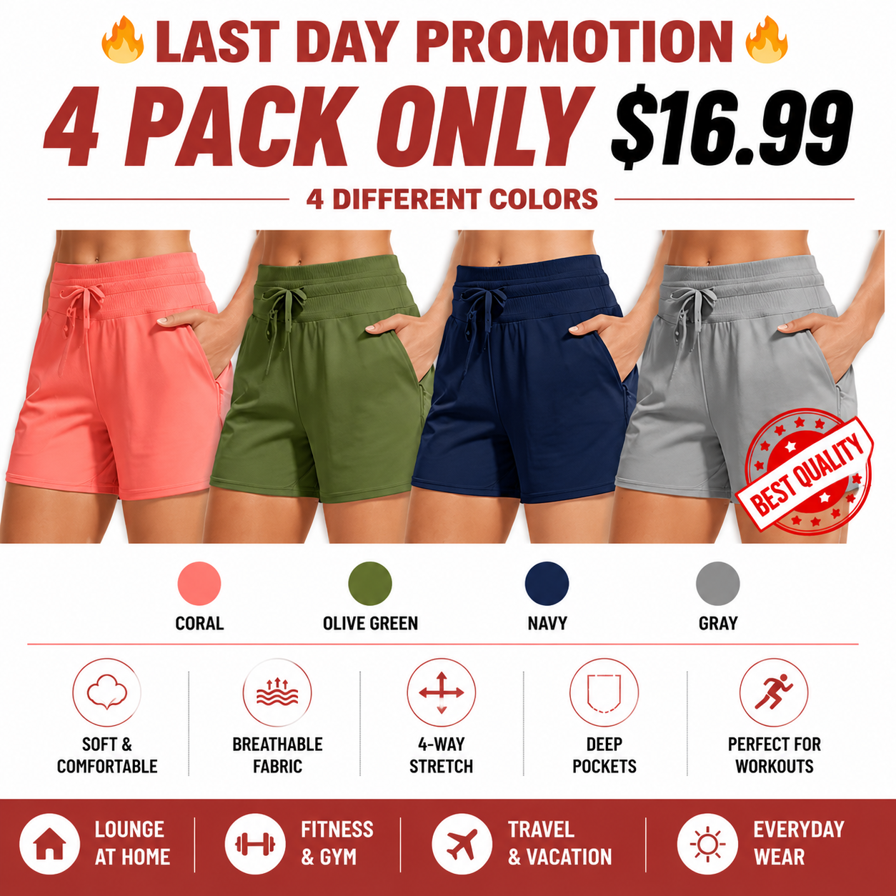 💝Last Day Promotion✨Women's Swim Board Shorts High Waisted Quick Dry Swimsuit Swimming Bottoms