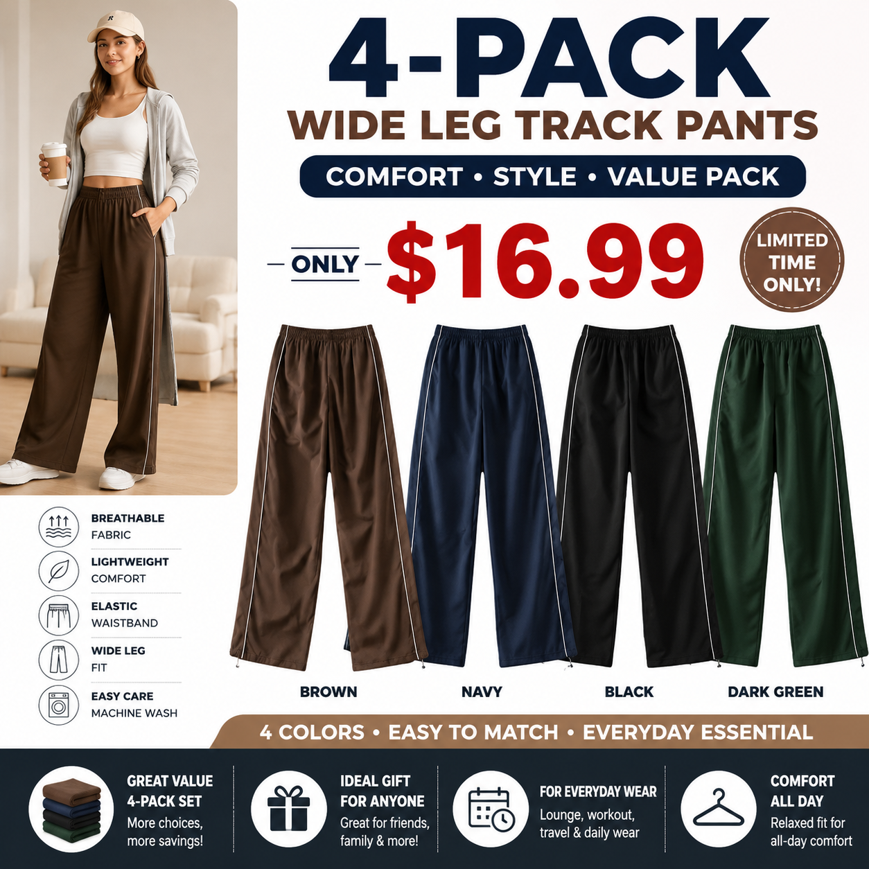 Women's Parachute Wideleg Pants Baggy Y2K Elastic Waist Wide Leg Track Pants Trousers Casual