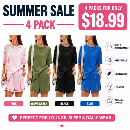 Women's Casual Summer 100% Cotton 2 Piece Sets