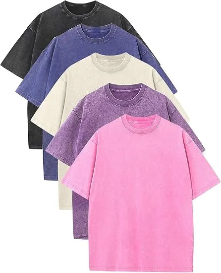 Men’s Plus Size 100% Cotton Acid Wash Oversized Heavyweight Vintage T-Shirt