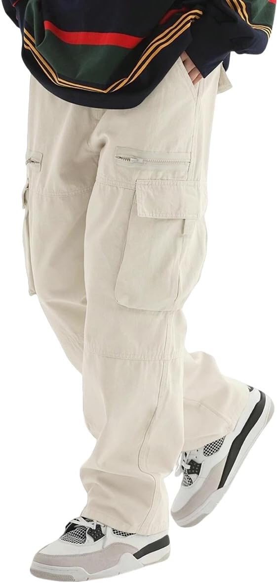 Men's Loose Solid Color All-match Pocket Drawstring Waist Overalls