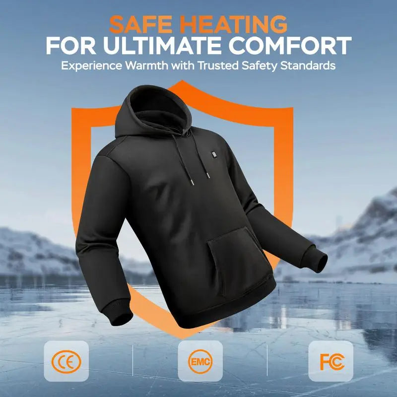Heated Hoodie for Men – Fleece Lined, Electric Thermal Sweatshirt