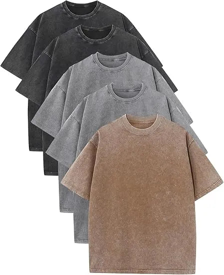 Men’s Plus Size 100% Cotton Acid Wash Oversized Heavyweight Vintage T-Shirt
