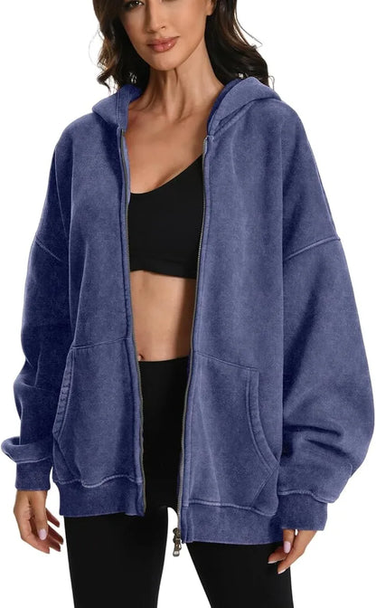 Women’s Washed Heavyweight Double Zipper Hoodie