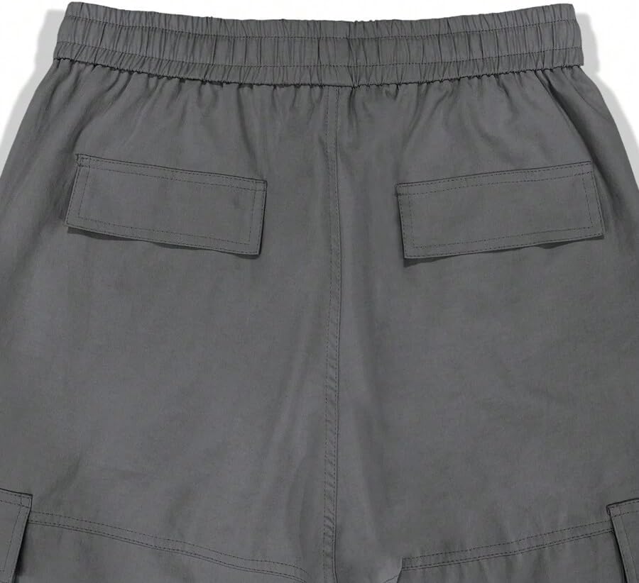 Men's Loose Solid Color All-match Pocket Drawstring Waist Overalls