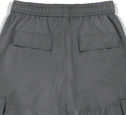 Men's Loose Solid Color All-match Pocket Drawstring Waist Overalls