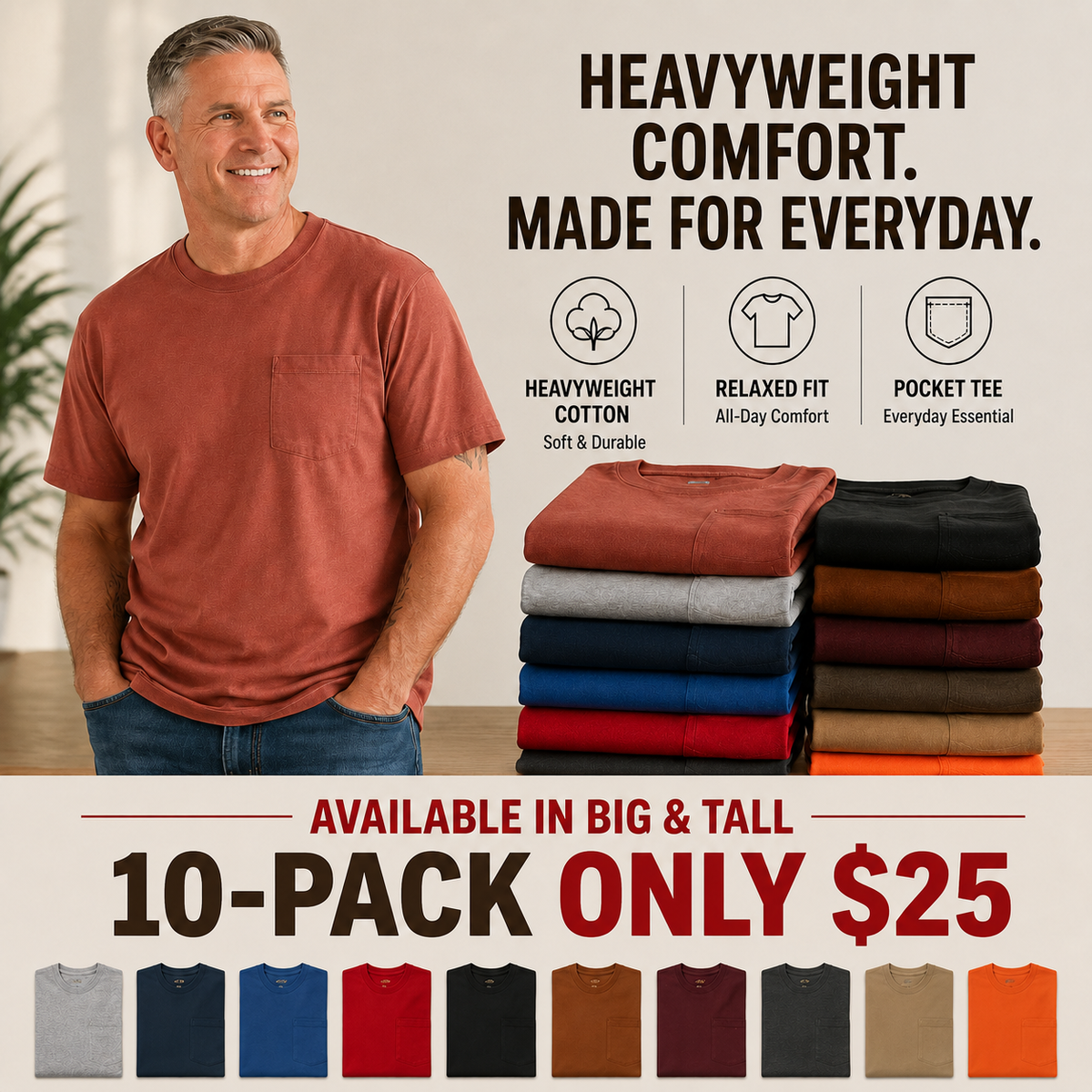 🔥Classic Heavyweight Pocket Work Tee – Relaxed Fit, Built for Everyday Work