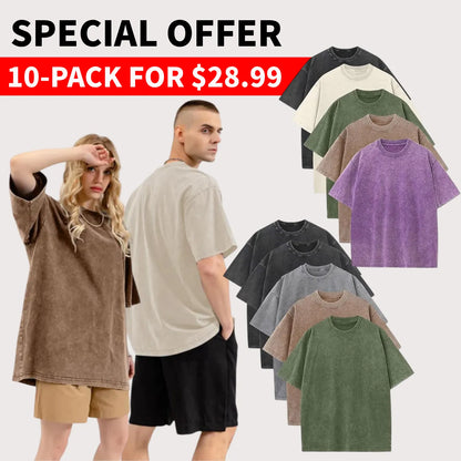 Men’s Plus Size 100% Cotton Acid Wash Oversized Heavyweight Vintage T-Shirt