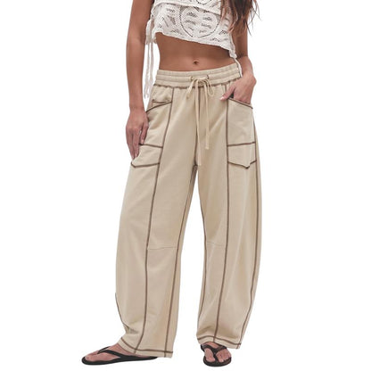 Tanming Women's Barrel Wide Leg Yoga Pants