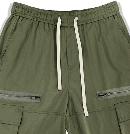 Men's Loose Solid Color All-match Pocket Drawstring Waist Overalls