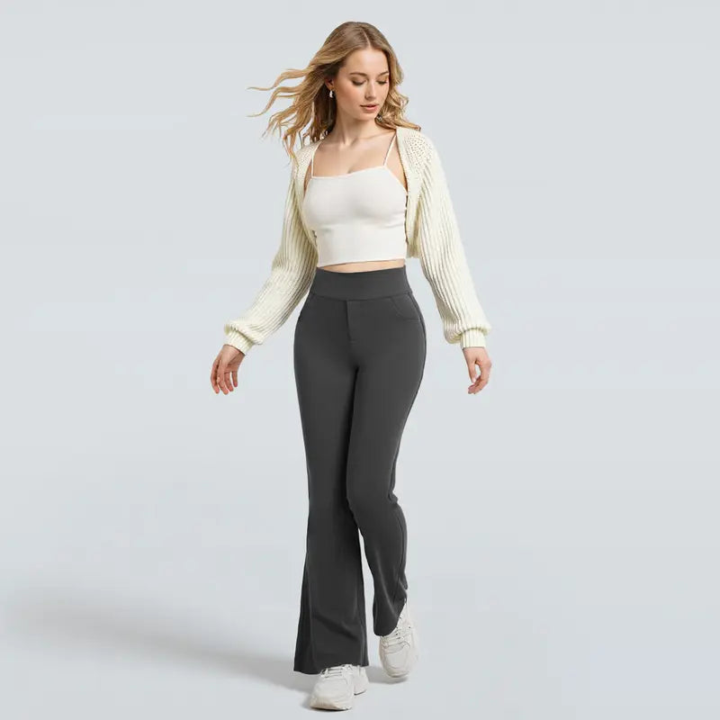 Women’s Stretch Pull-On Flare Work Pants, 4 Pockets