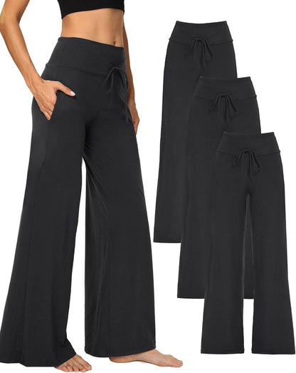 ⏰7 Pack Only $24.99⏰Plus Size High Waisted Loose Wide Leg Stretchy & Soft Fabric Casual Outing and Travel