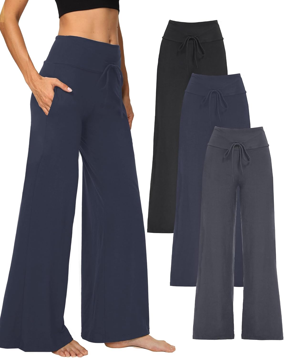 ⏰7 Pack Only $24.99⏰Plus Size High Waisted Loose Wide Leg Stretchy & Soft Fabric Casual Outing and Travel
