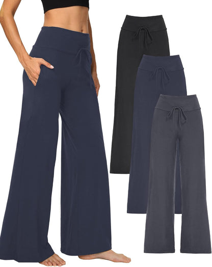 ⏰7 Pack Only $24.99⏰Plus Size High Waisted Loose Wide Leg Stretchy & Soft Fabric Casual Outing and Travel