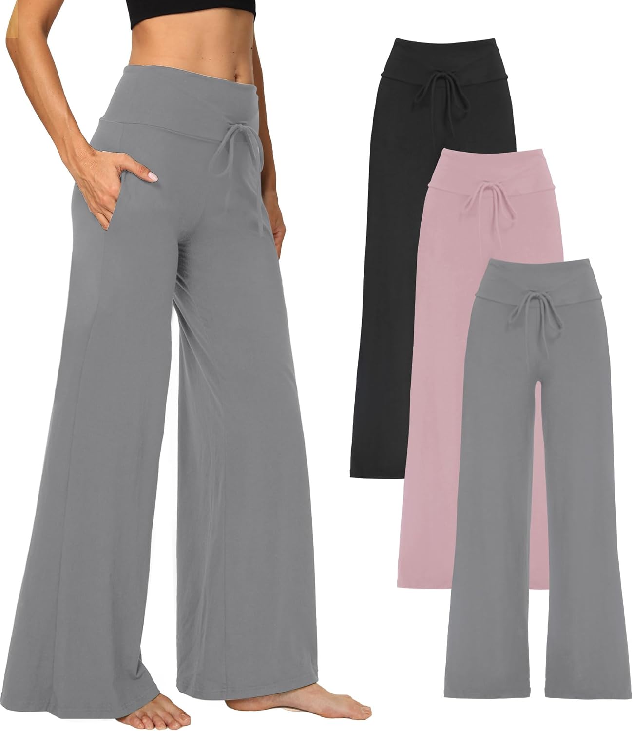 ⏰7 Pack Only $24.99⏰Plus Size High Waisted Loose Wide Leg Stretchy & Soft Fabric Casual Outing and Travel