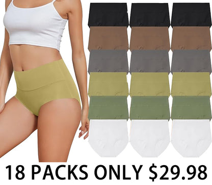 Women's High Waist Seamless Underwear Full Coverage Brief No Show Panties Sexy Comfortable Pantie Multi Pack L-8XL