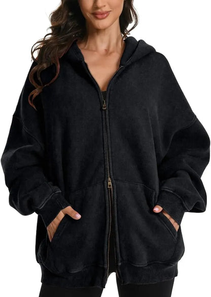 Women’s Washed Heavyweight Double Zipper Hoodie