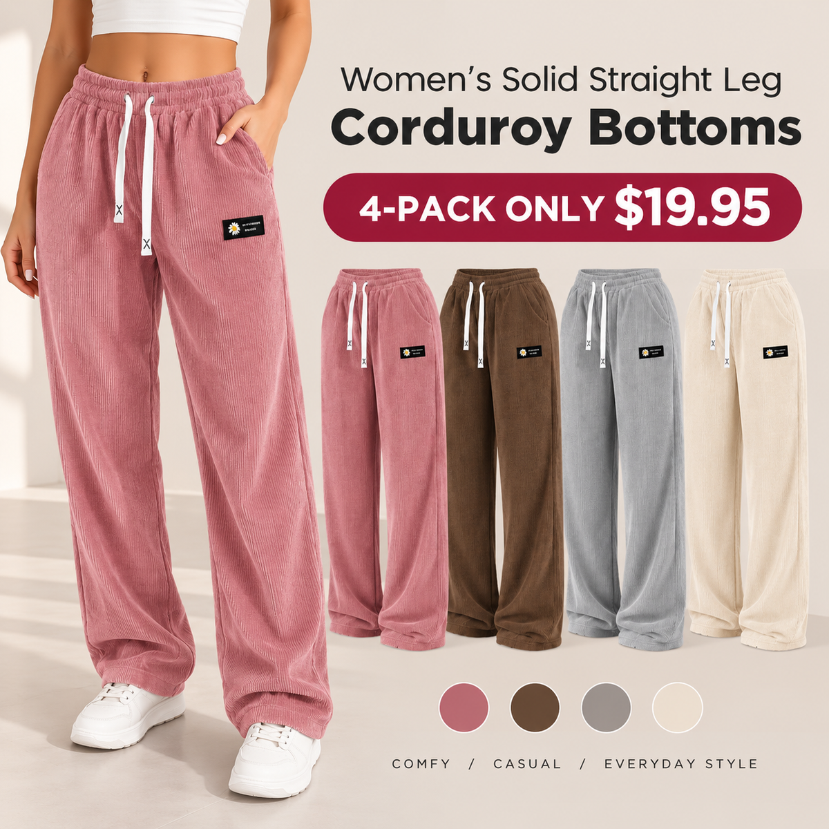 Women’s Relaxed Corduroy Straight-Leg Pants
