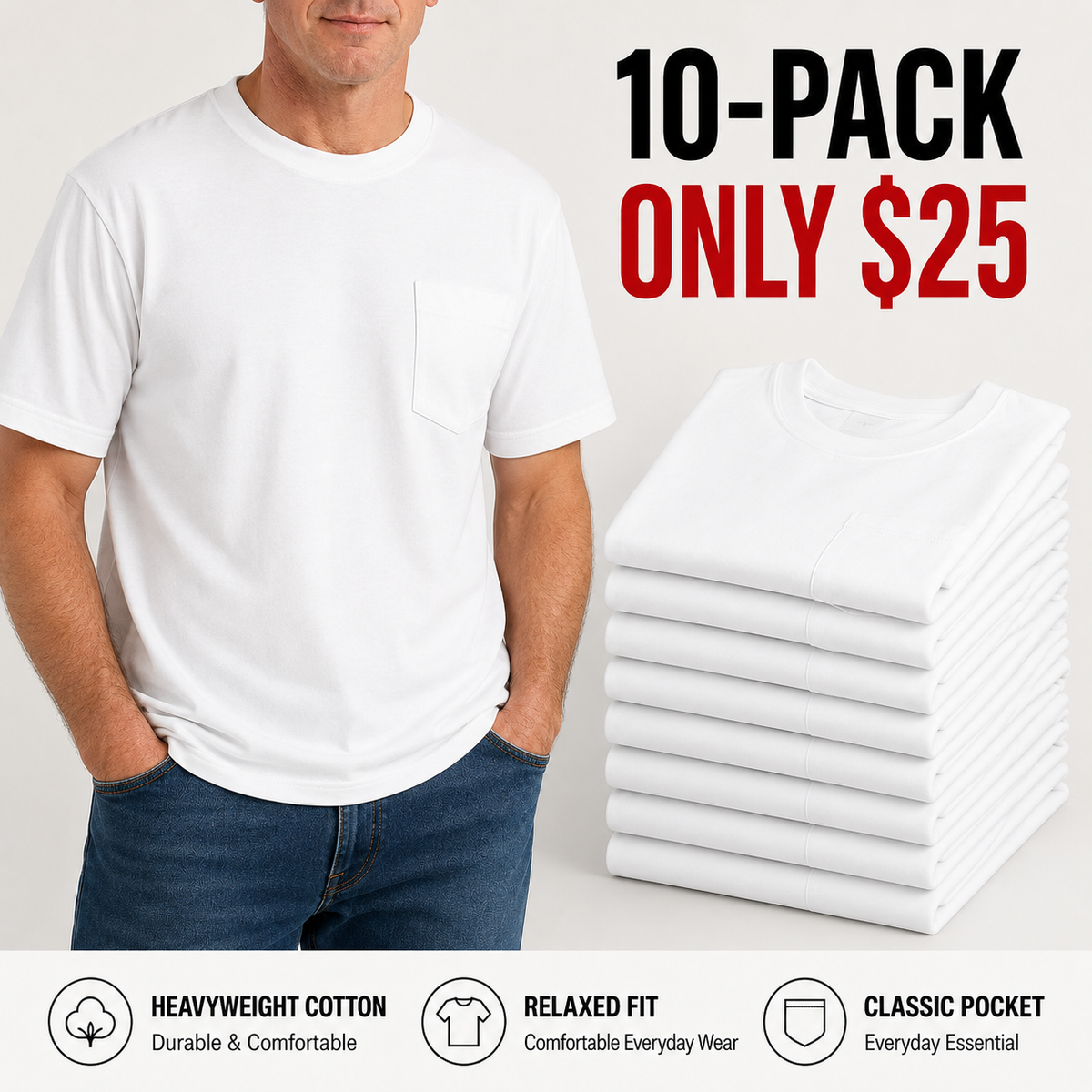 🔥Classic Heavyweight Pocket Work Tee – Relaxed Fit, Built for Everyday Work