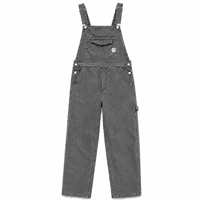 Men's Heavyweight Cotton Denim Overalls Relaxed Fit Straight Leg Dungarees with Multi Pocket Utility