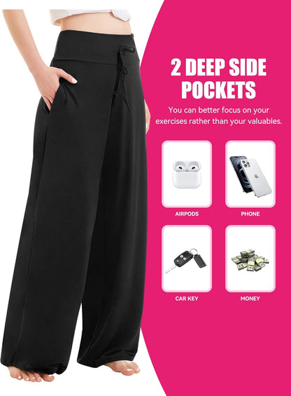 ⏰7 Pack Only $24.99⏰Plus Size High Waisted Loose Wide Leg Stretchy & Soft Fabric Casual Outing and Travel