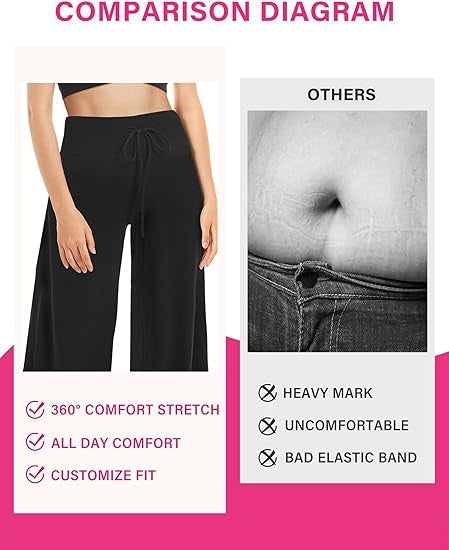 ⏰7 Pack Only $24.99⏰Plus Size High Waisted Loose Wide Leg Stretchy & Soft Fabric Casual Outing and Travel