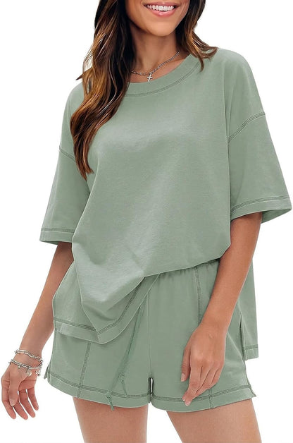 Women's Casual Summer 100% Cotton 2 Piece Sets