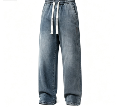 🔥 BEST SELLER | Men’s Stretch Cotton Loose-Fit Drawstring Jeans