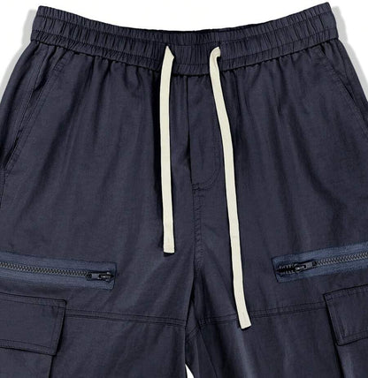 Men's Loose Solid Color All-match Pocket Drawstring Waist Overalls