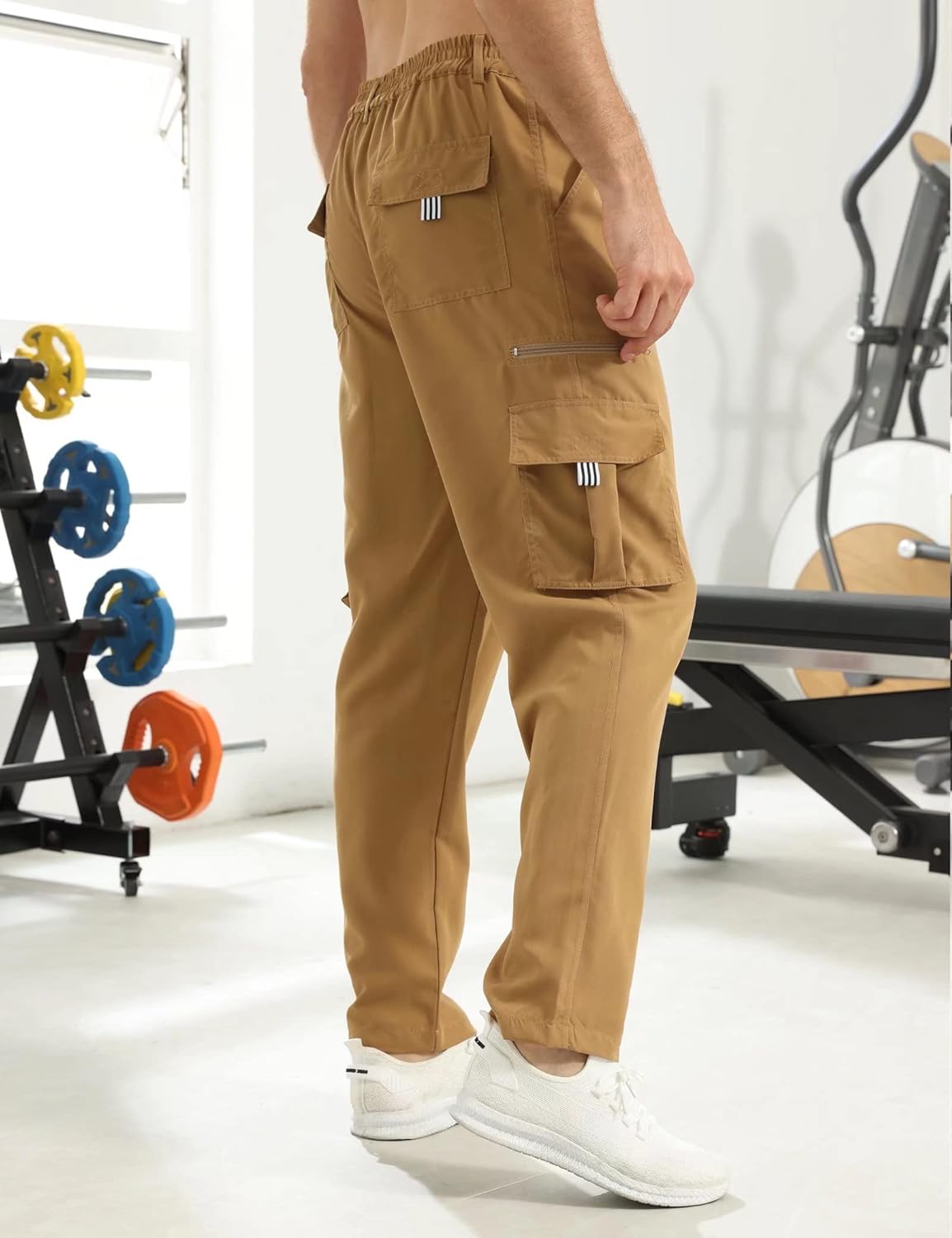 Men's Loose Solid Color All-match Pocket Drawstring Waist Overalls