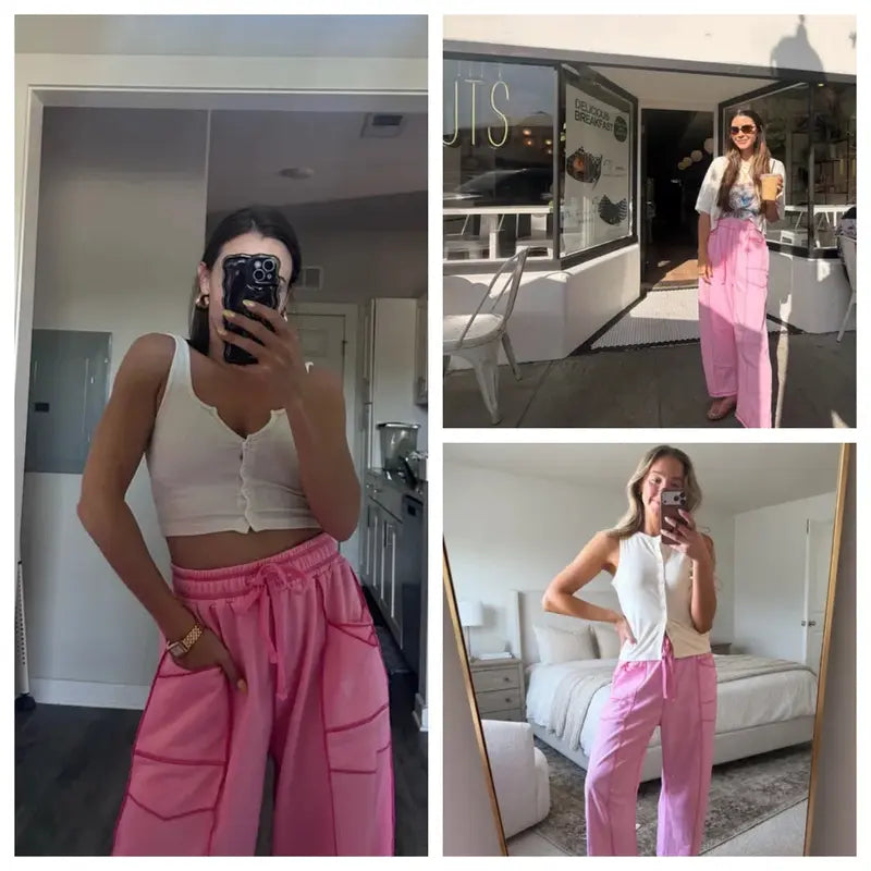 Tanming Women's Barrel Wide Leg Yoga Pants