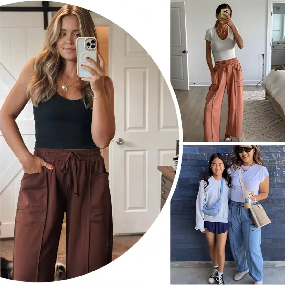Women'S High Waisted Barrel Sweatpants Baggy Wide Leg Drawstring Joggers With Pockets And Seam Stitch Details| Regular Lined For Fall & Spring, Cozy Fleece Lined For Winter