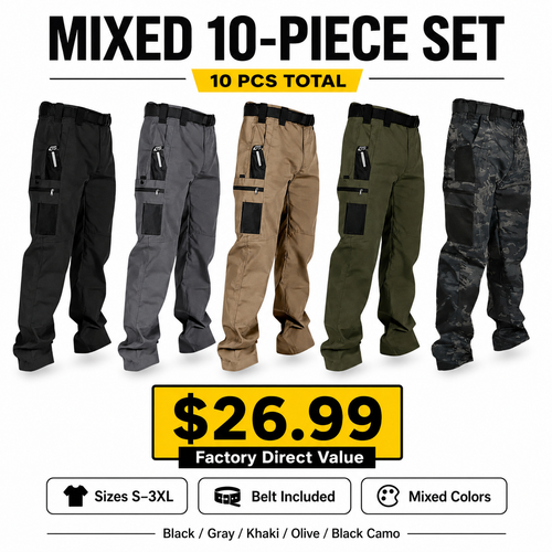 Men's Ripstop Multi-Pocket Tactical Pants 5-Piece & 10-Piece Set