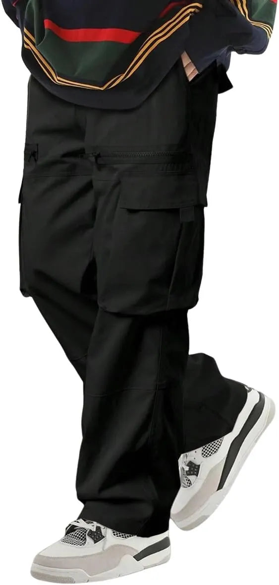 Men's Loose Solid Color All-match Pocket Drawstring Waist Overalls