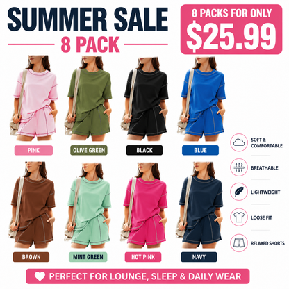 Women's Casual Summer 100% Cotton 2 Piece Sets