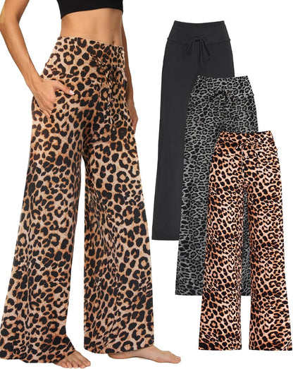 ⏰7 Pack Only $24.99⏰Plus Size High Waisted Loose Wide Leg Stretchy & Soft Fabric Casual Outing and Travel