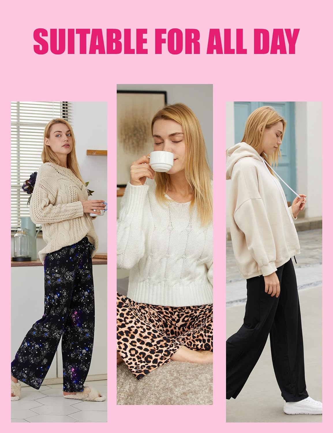 ⏰7 Pack Only $24.99⏰Plus Size High Waisted Loose Wide Leg Stretchy & Soft Fabric Casual Outing and Travel