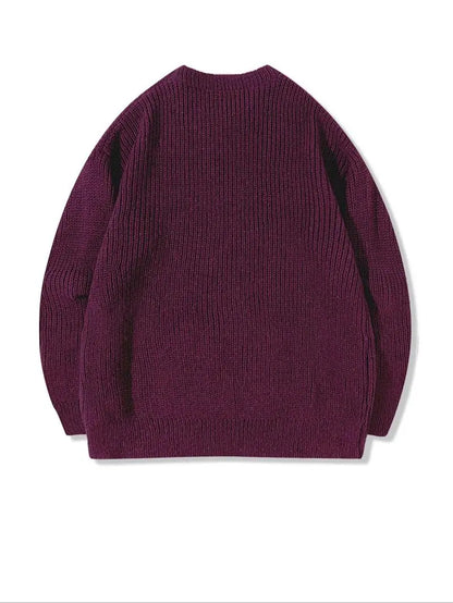 Men's Solid Drop Shoulder Cable Knit Sweater