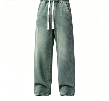 🔥 BEST SELLER | Men’s Stretch Cotton Loose-Fit Drawstring Jeans