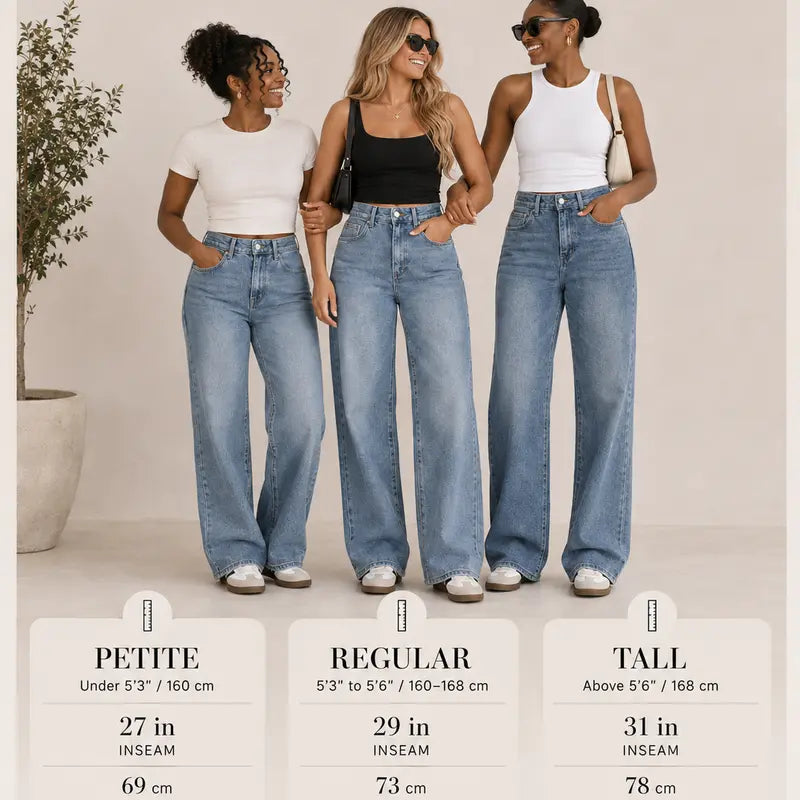 Women's High Waisted Wide Leg Stretch Jeans – 10-Piece Denim Bundle