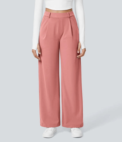 High Waisted Side Pocket Straight Leg Work Pants