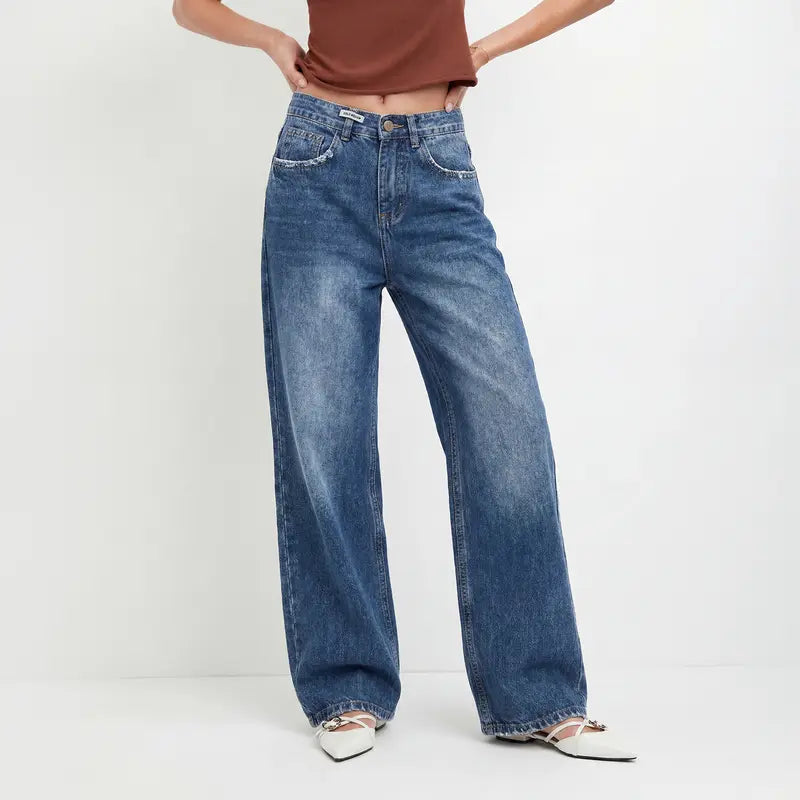 Women's Low Rise Baggy Jeans – 90s Wide Leg Denim