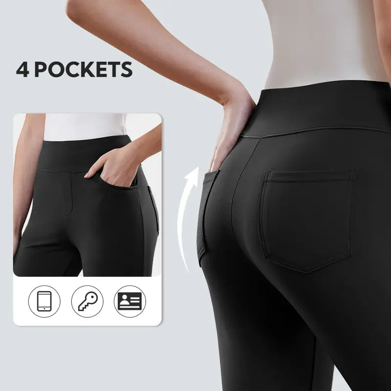 Women’s Stretch Pull-On Flare Work Pants, 4 Pockets