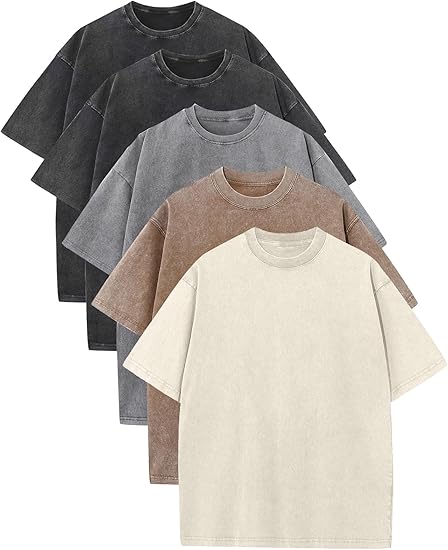 Men’s Plus Size 100% Cotton Acid Wash Oversized Heavyweight Vintage T-Shirt