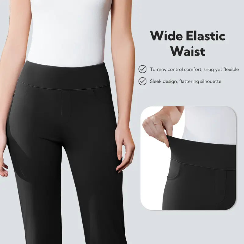 Women’s Stretch Pull-On Flare Work Pants, 4 Pockets