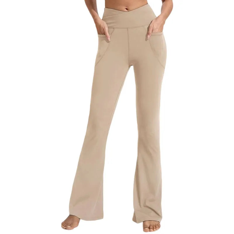 High-waisted flare leggings in beige